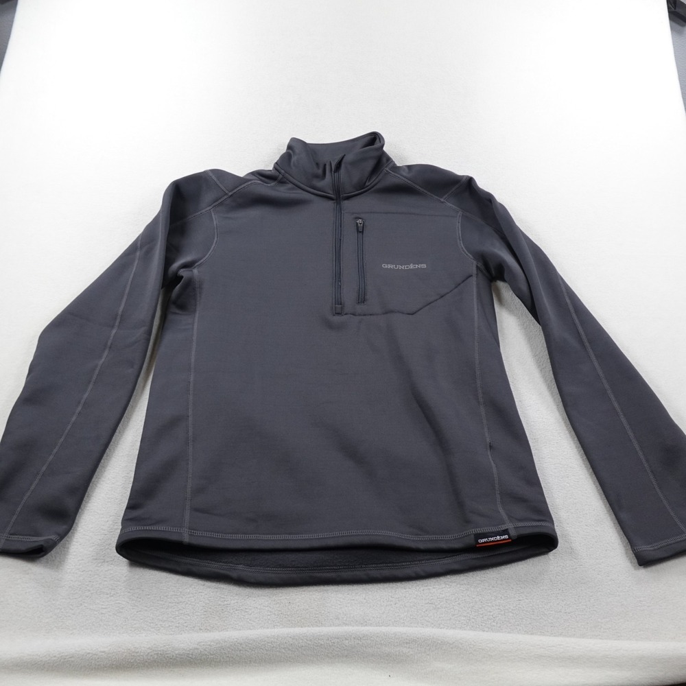 Grundens Fleece Jacket Mens Medium Gray 1/2 Zip Mock Neck Pullover Outdoors